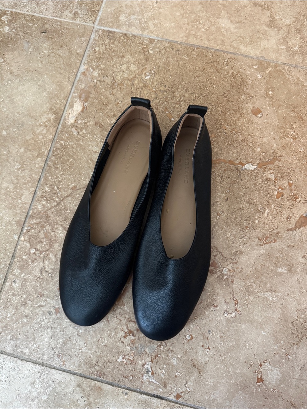 Everlane Black Leather Ballet Flats